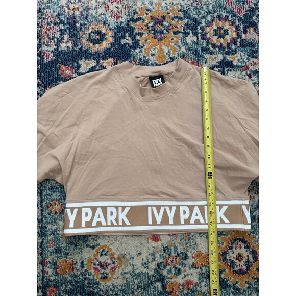 Ivy Park Spell Out Logo Boxy Cropped Top‎ Short Sleeve Shirt Brown Size Small - Picture 7 of 9